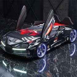 Luxury Race Black Car Bed Design For Little Champs