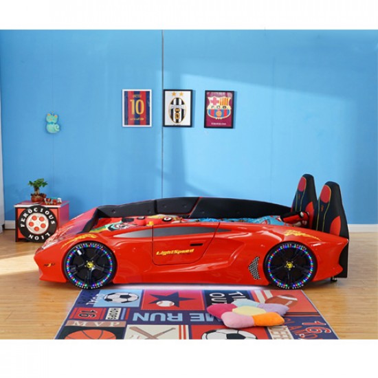 New Luxury 1.2M Width spacious Red Super Car Bed with real Music Play and LED Light