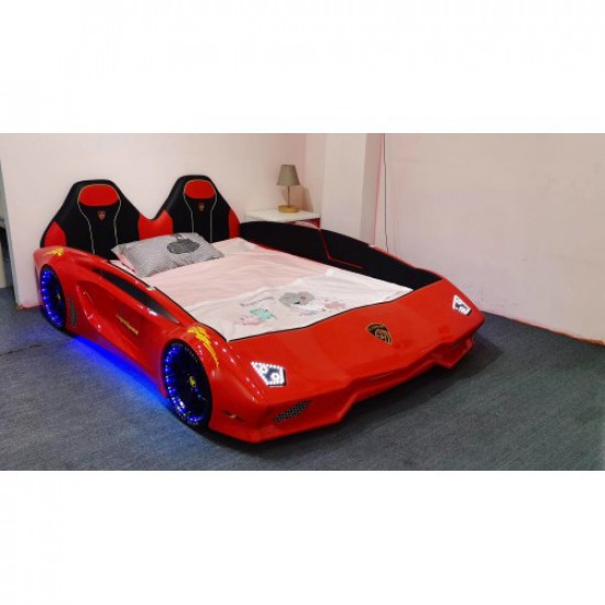 New Luxury 1.2M Width spacious Red Super Car Bed with real Music Play and LED Light