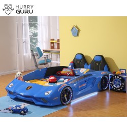 New Kids Car Bed  Front-Look Race Car Bed with LED Lights and Music Player, Blue Color Kids Car Bed