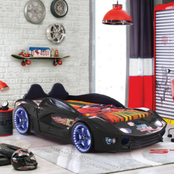 Luxury Kids Black Race Car Bed