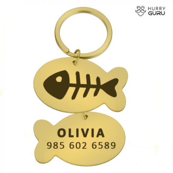 Fish Shaped ID Tag Face in Stainless Steel