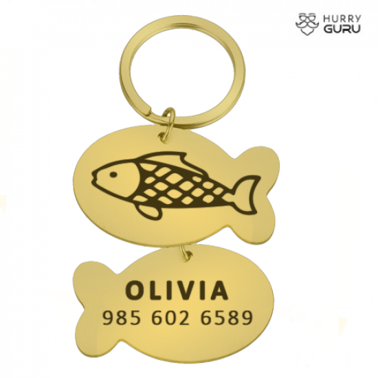 Fish Shaped ID Tag Face in Stainless Steel