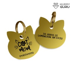 Cat Shaped ID Tag Face in Stainless Steel