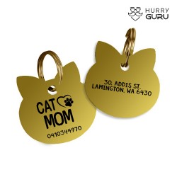 Cat Shaped ID Tag Face in Stainless Steel