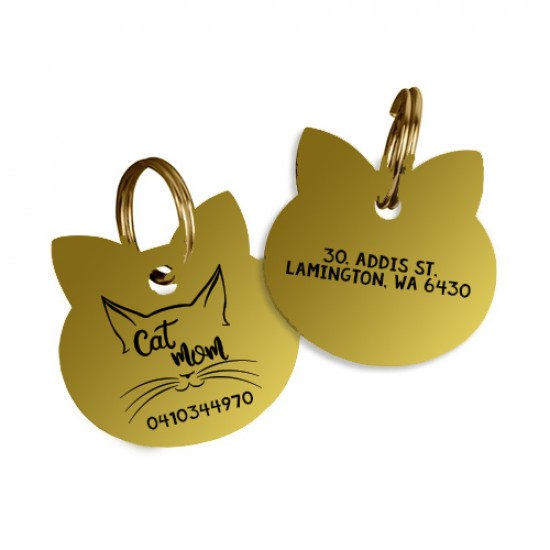 Cat Shaped ID Tag Face in Stainless Steel