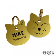 Cat Shaped ID Tag Boy in Stainless Steel