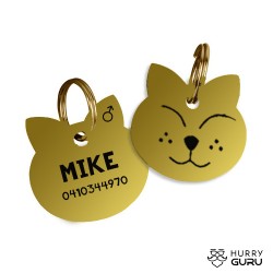 Cat Shaped ID Tag Boy in Stainless Steel