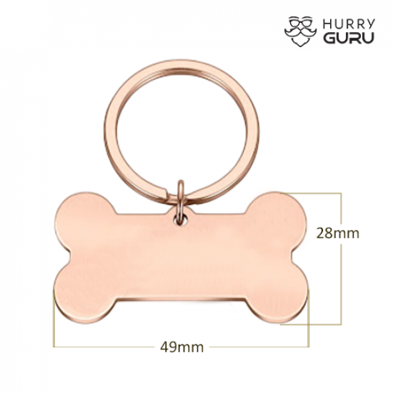 Bone Shaped Rose Gold ID Tag  in Stainless Steel