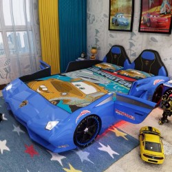 New Kids Car 1.2 M Blue  Bed with Luxury super Rac...