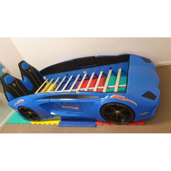 New Kids Car Bed  Front-Look Race Car Bed with LED Lights and Music Player, Blue Color Kids Car Bed