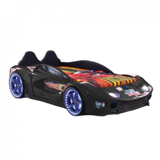 Luxury Kids Black Race Car Bed