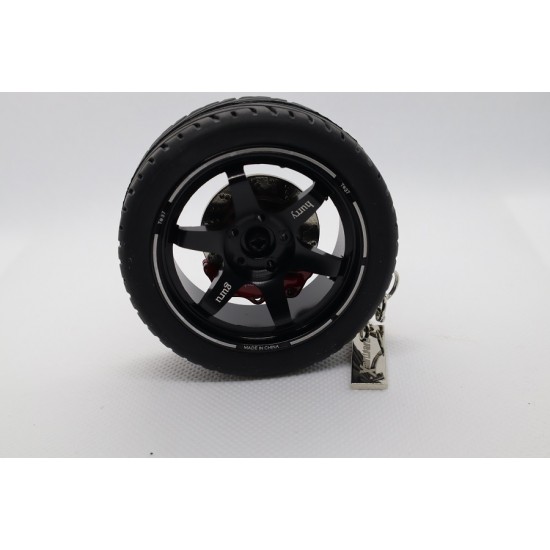 Tire Wheels Hub Rim Key Chain with Leather Keyrings Collectible Key Chain