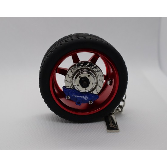 Tire Wheels Hub Rim Key Chain with Leather Keyrings Collectible Key Chain