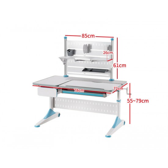 New Kids Study desk Blue with open Book shelf, Angle adjustment for the table top