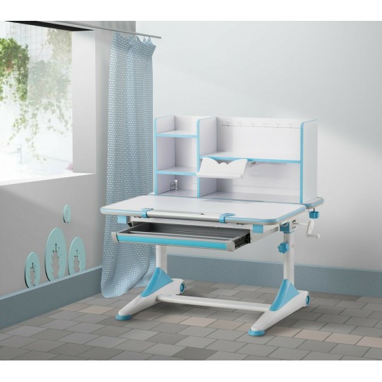 New Kids Study Table Blue ,open book shelf Adjustable height Handle boys girls teen