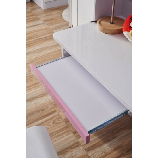 Kids Study Table and chair with bookshelf & Desk for Teens Living/Bed Room, Pink