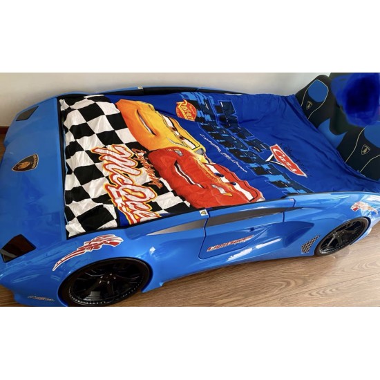 New Kids Car Bed  Front-Look Race Car Bed with LED Lights and Music Player, Blue Color Kids Car Bed