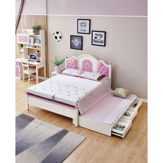 Double Trundle Bed set for Girls/ Teen/ Children with Bed storage and side Table